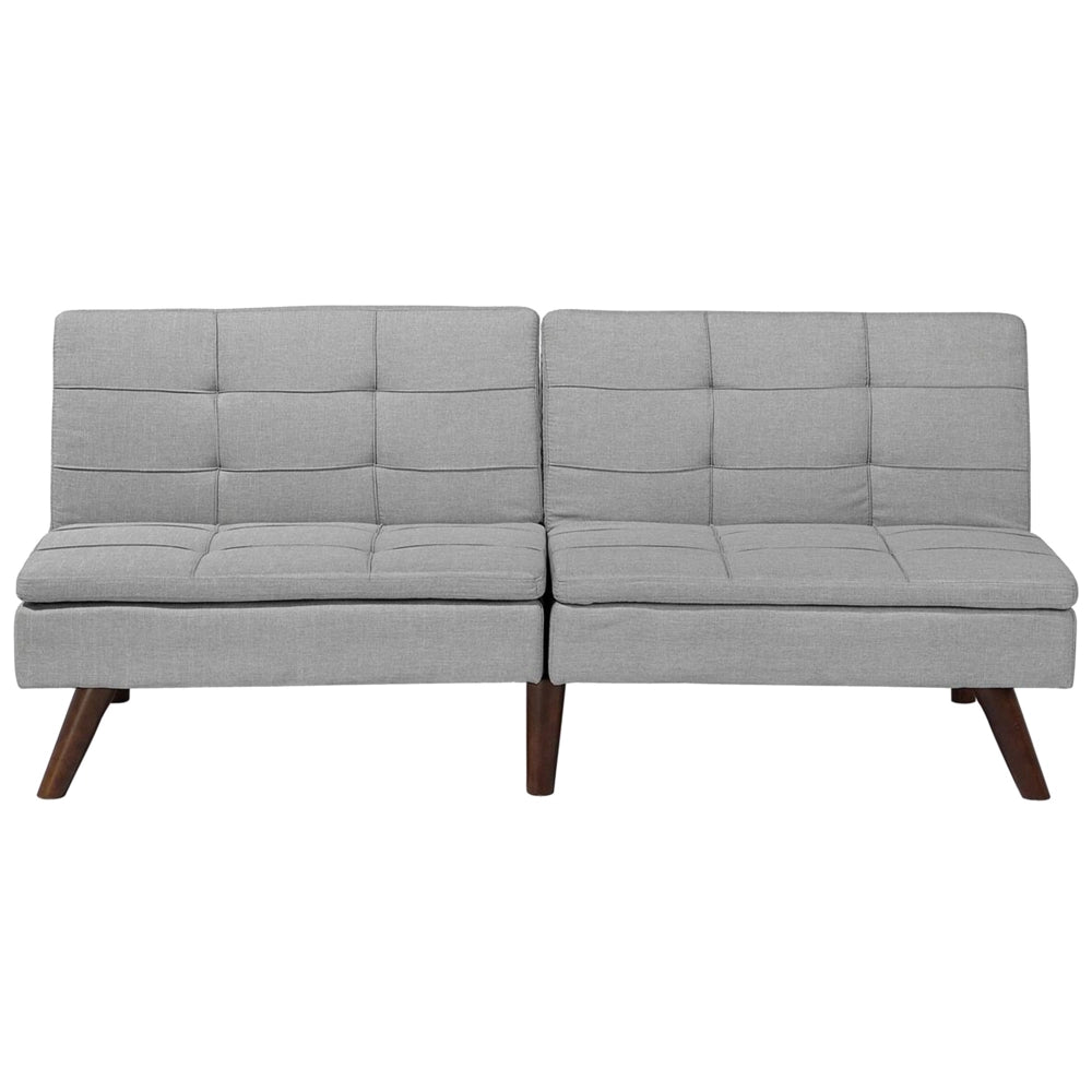 Divano letto grigio 3 posti trapuntato tappezzeria Click Clack Split indietro gambe in metallo