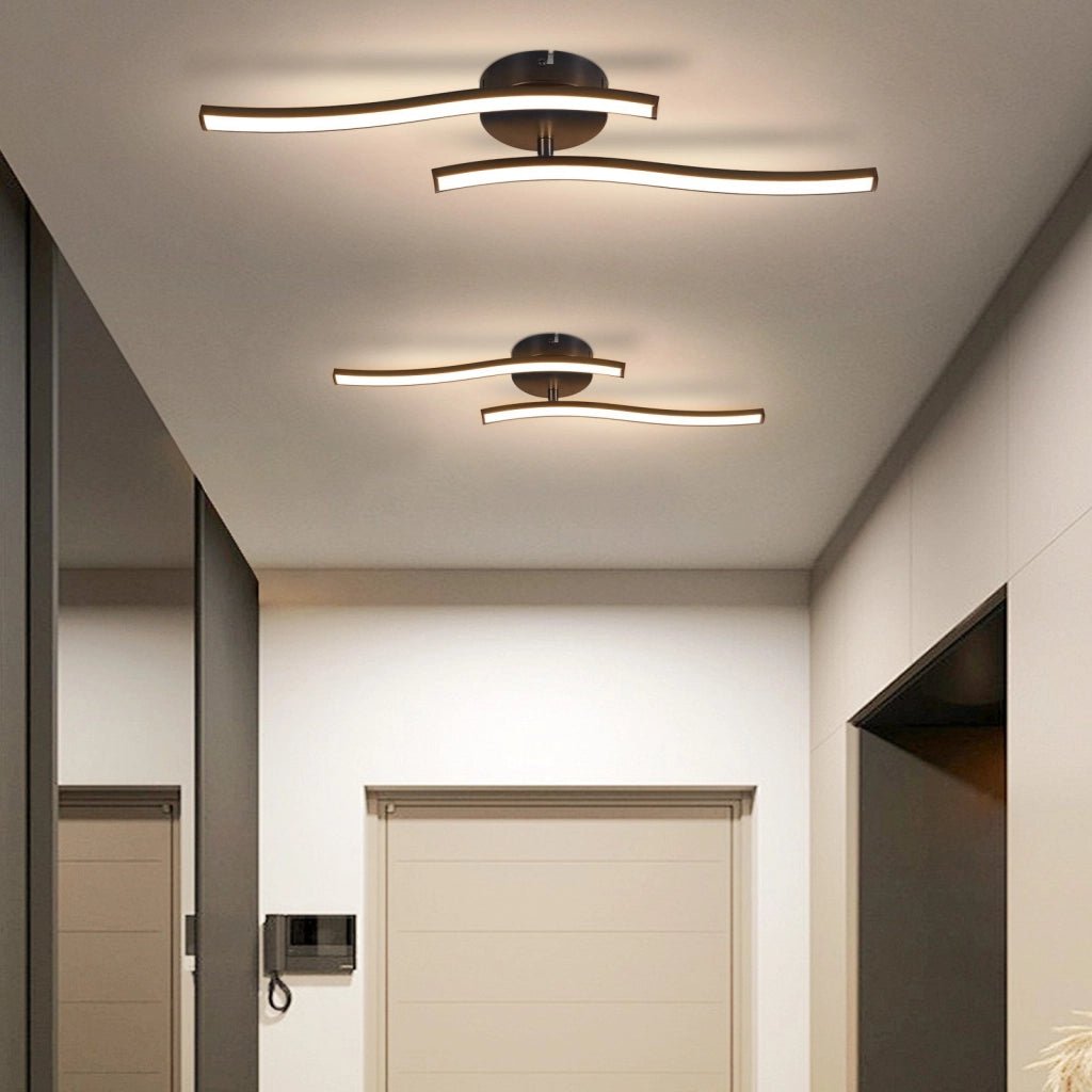 ZMH Lampada da soffitto LED nera design ondulato 3000K per soggiorno corridoio cucina