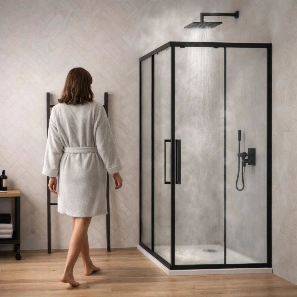 Cabina doccia angolare corner black cristallo 6 mm 100x140x195 cm