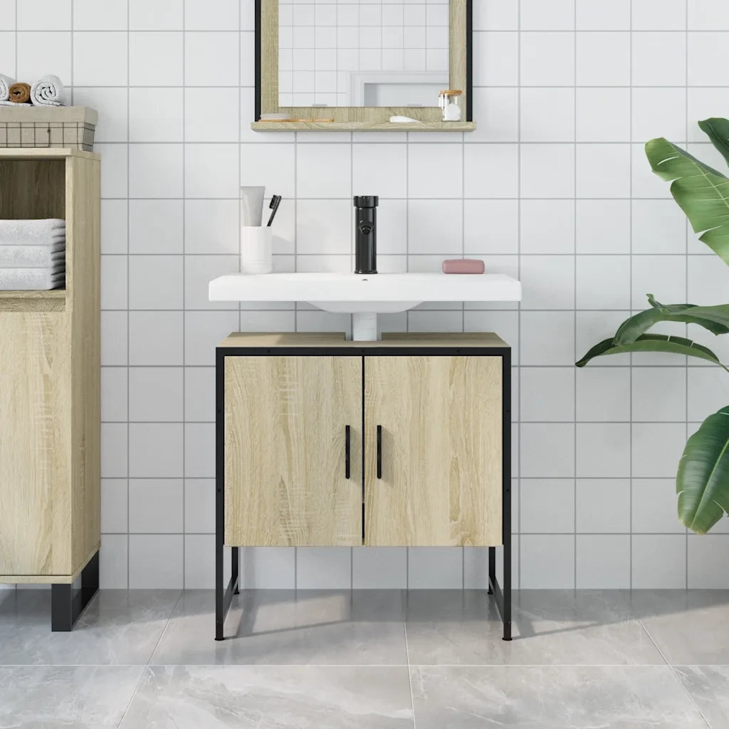 Mobile Lavabo Bagno-Armadietto da bagno Rovere Sonoma 60x33x60 cm Legno Multistrato 483206