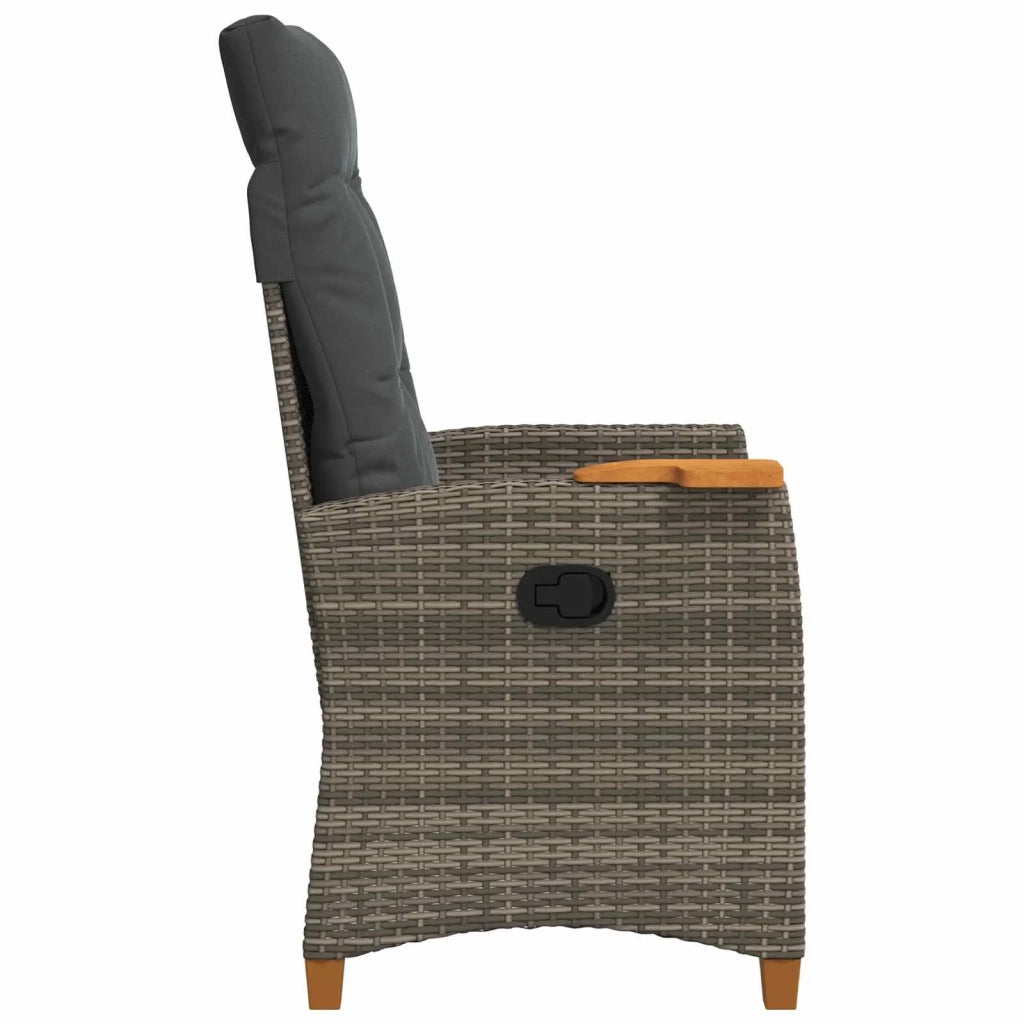 Poltrona reclinabile con tavolino 62 x 64 x 112 cm polyrattan