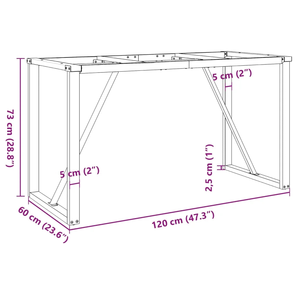 Telaio Gambe a O per Tavolo da Pranzo 120x60x73 cm in Acciaio 357886