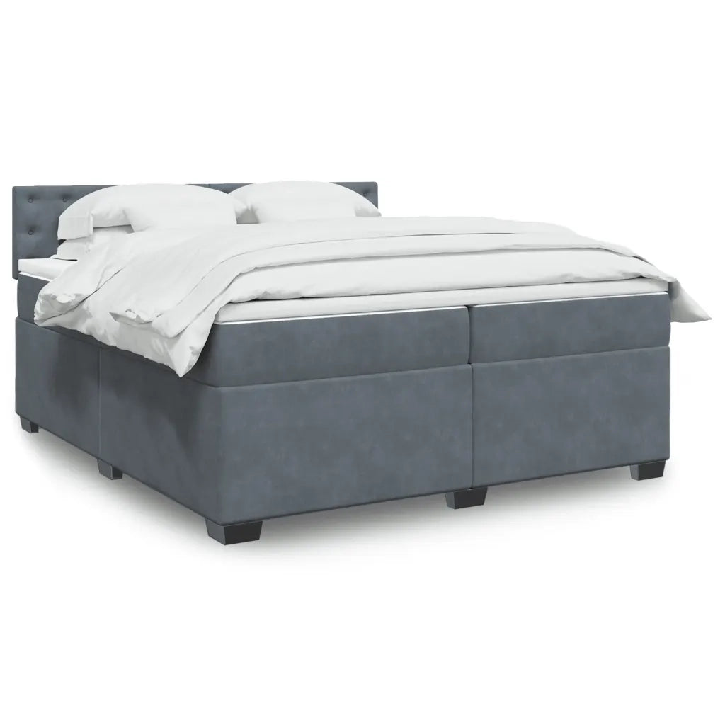 Giroletto a Molle con Materasso Grigio Scuro 200x200 cm Velluto 3288715