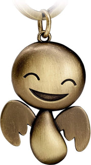 Angelo Protettore Porta Chiavi Fortuna - Porta angelo metallico in bronzo antico - Regalo portafortuna auto patente - Conduci con cautela