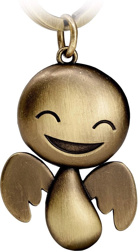 Angelo Protettore Porta Chiavi Fortuna - Porta angelo metallico in bronzo antico - Regalo portafortuna auto patente - Conduci con cautela