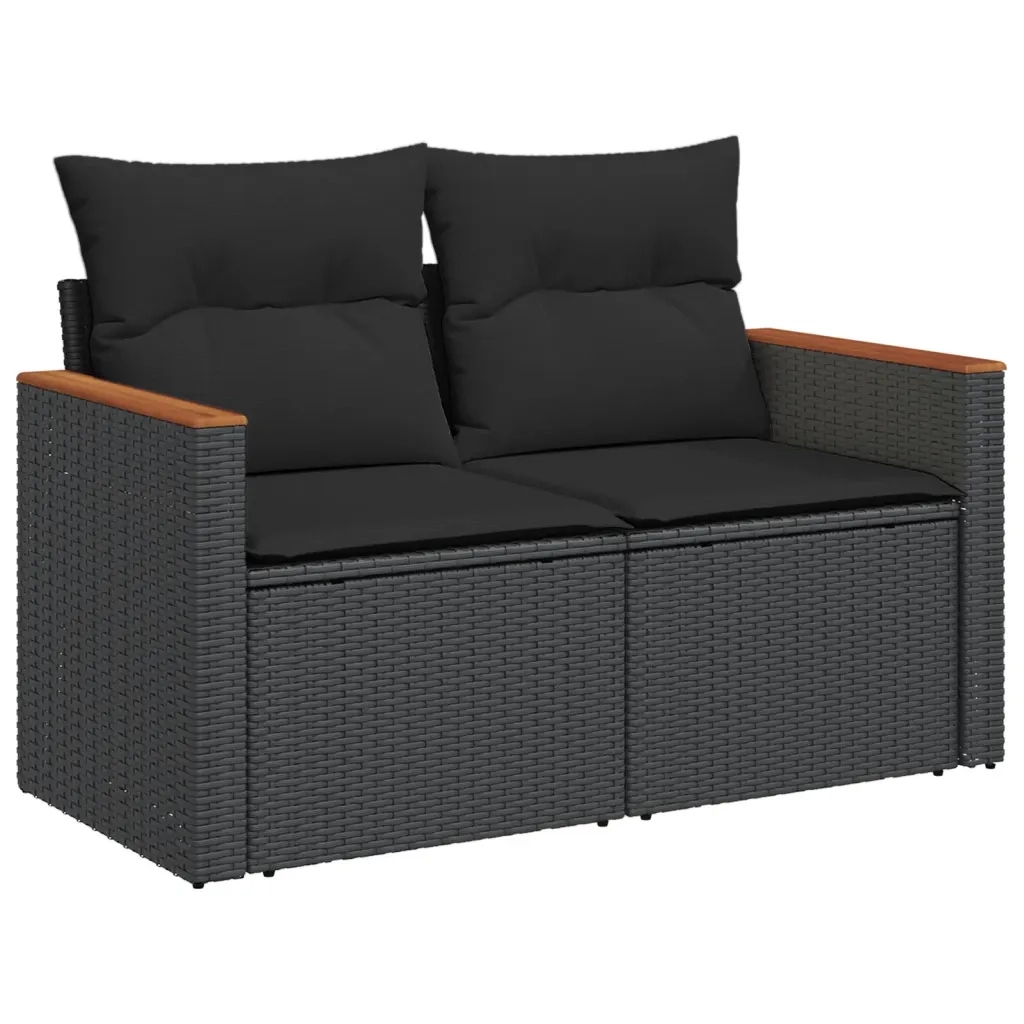 Set Divani da Giardino con Cuscini 8 pz Nero in Polyrattan 3226160