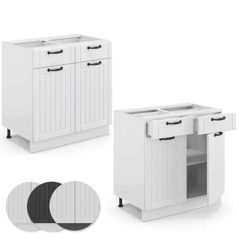 Vicco Mobiletto base per cucina Bianco casa di campagna 80 cm senza piano di lavoro