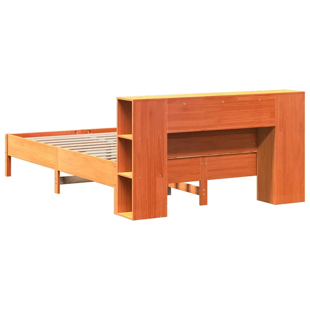 Letto Libreria senza Materasso Marrone Cera 135x190 cm in Pino 3322842