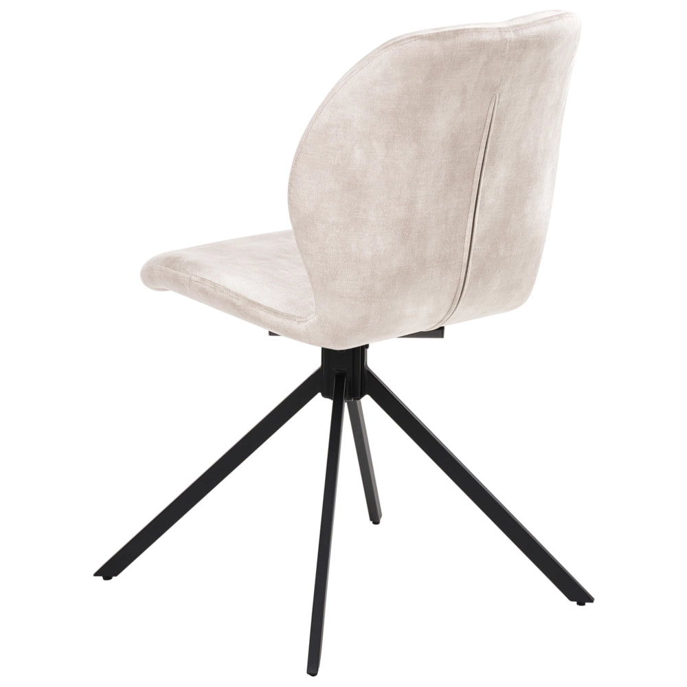 Set di 4 sedie da pranzo in velluto beige chiaro con gambe in ferro nero, girevoli a 180°, moderne e imbottite