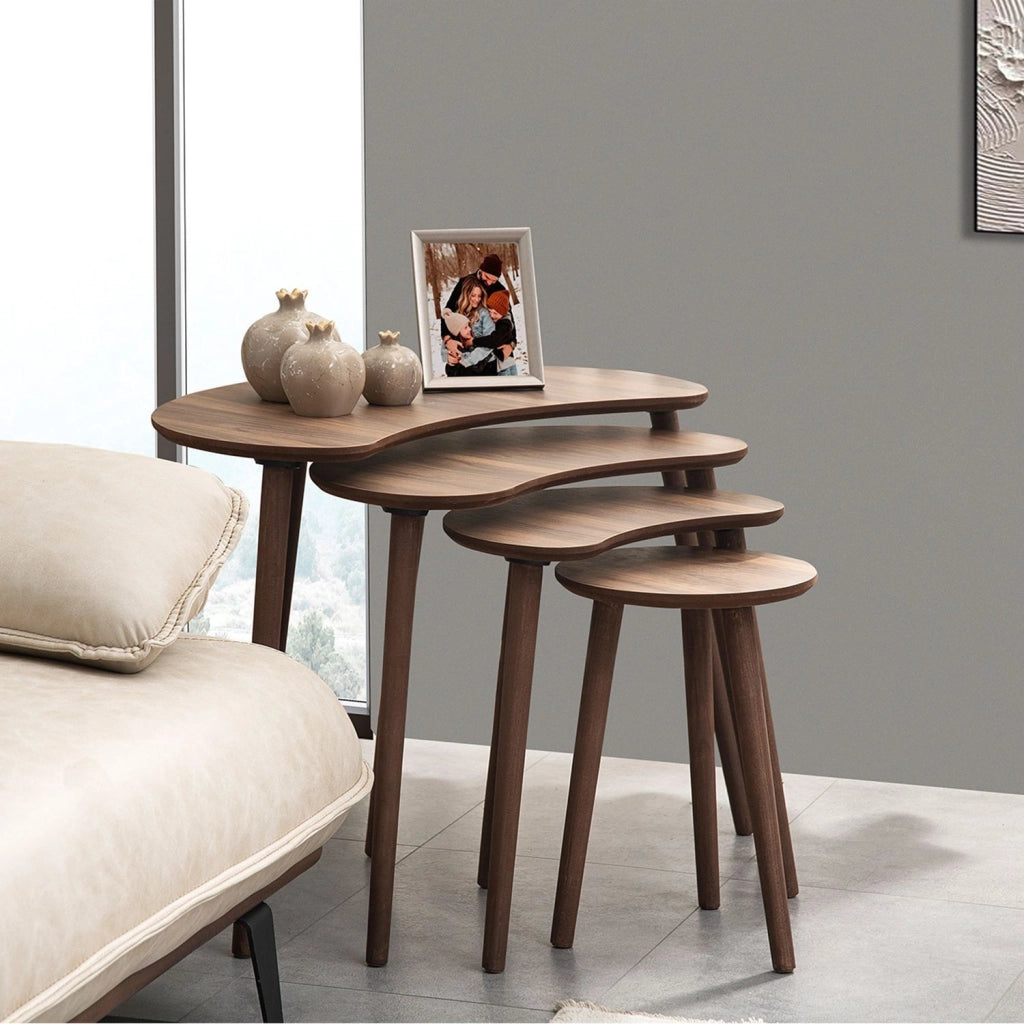 Tavolo nido in legno "Moon" (4 pezzi) 40 x 75 x 55 cm - Noce