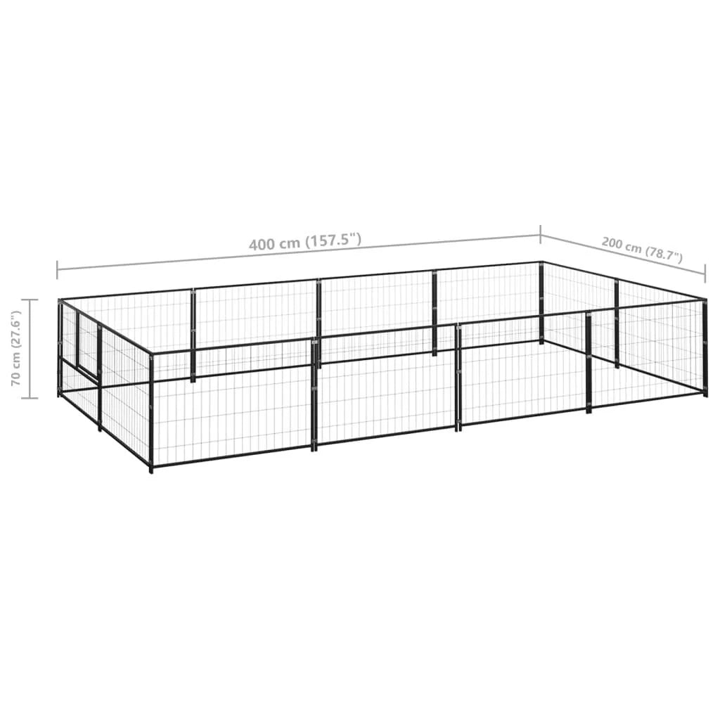 Recinto per animali da esterno per cani recinto per animali nero 8 m² acciaio 02_0000557