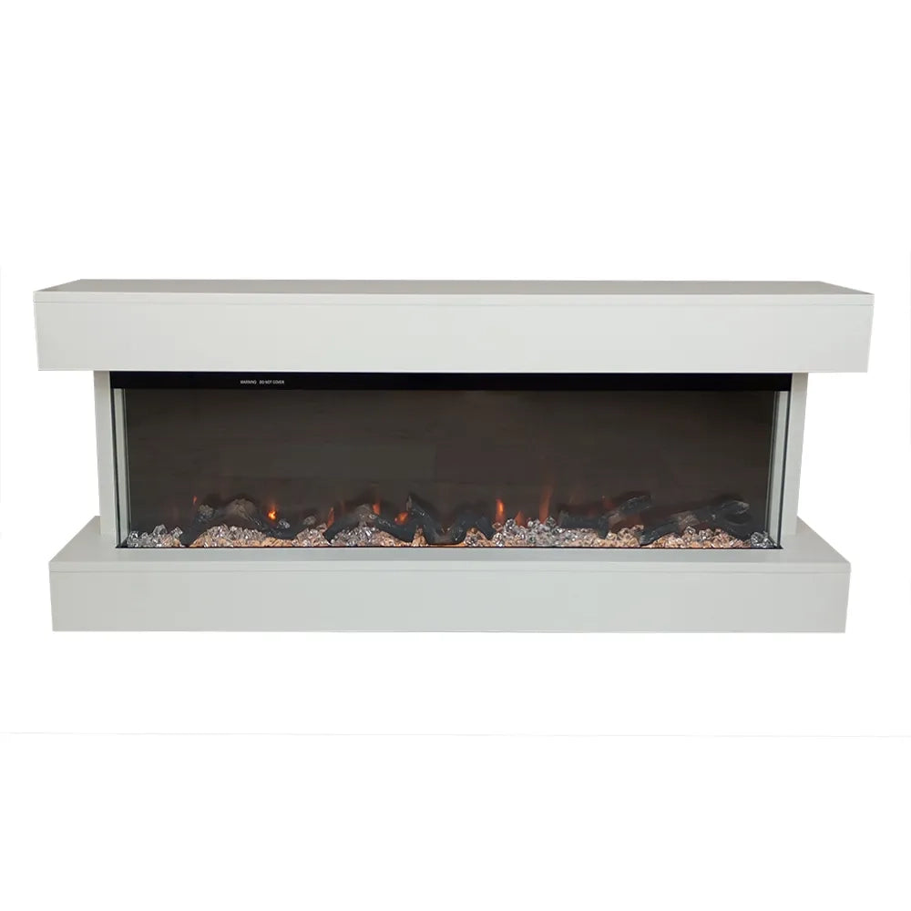 Tempo Style - Camino elettrico a parete e da incasso ALARO PLUS | Stufa ventilata da 750W/1500W a basso consumo (Bianco, 128cm)