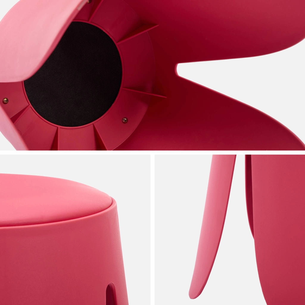 Set 4 sgabelli impilabili in ecopelle, rosa