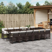vidaXL Set da Pranzo da Giardino 13pz con Cuscini Marrone Polyrattan