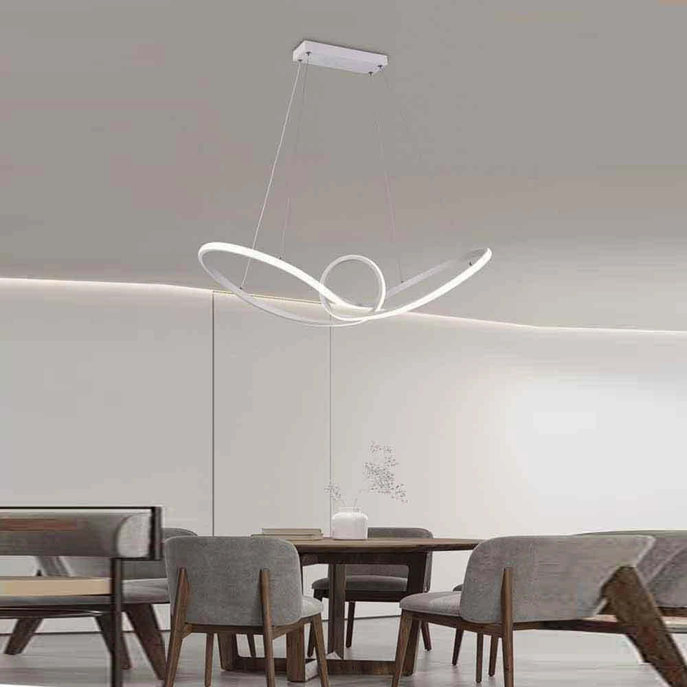 Trade Shop - Lampadario Led Moderno Forma Fiocco 38 Watt Tecnologia Cct 3 Temperature Di Luce A07-3c - Bianco