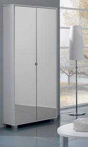 Armadio 2 Ante con Specchio 83x190x29 cm Bianco Fiammato