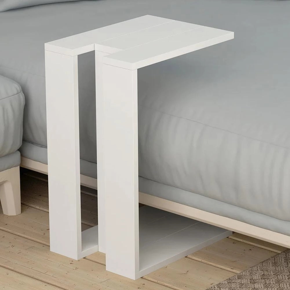 Tavolino da Caffè per Soggiorno 57x40x30 cm Laterale Divano in Legno MDF Bianco