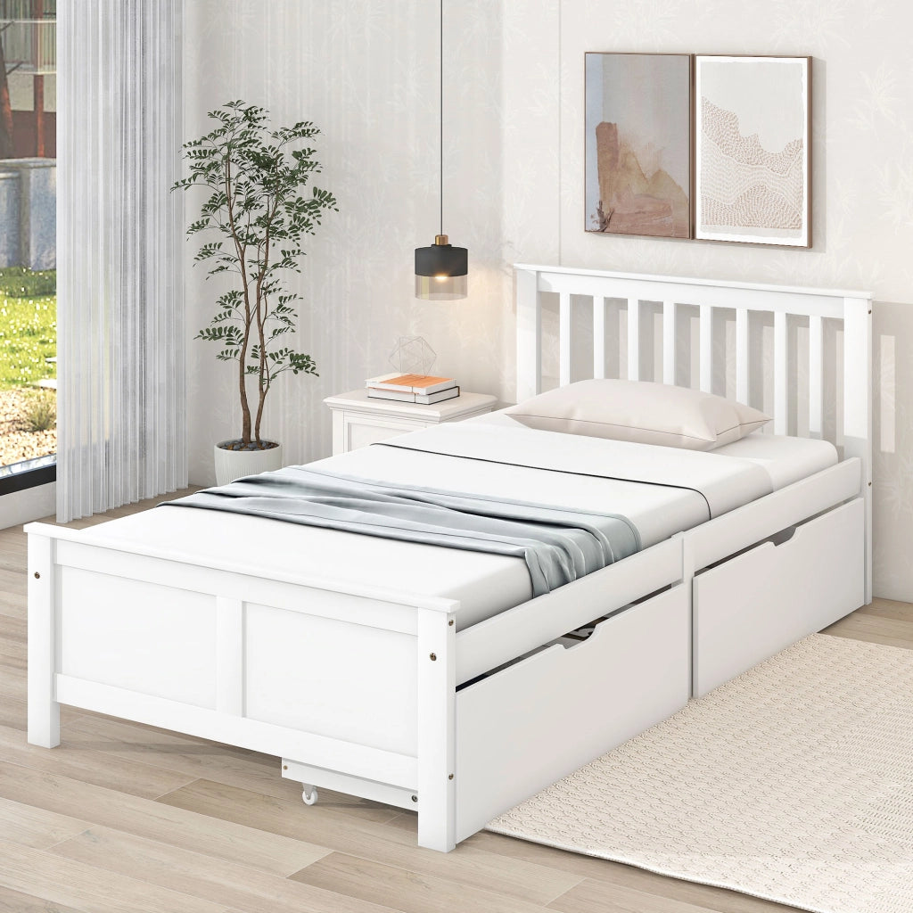letto in legno massello bianco 90 x 200 cm