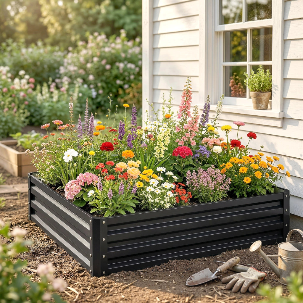 Tavolo da giardino in acciaio galvanizzato ¨C Zephmum ¨C Grigio 120x120x30 cm