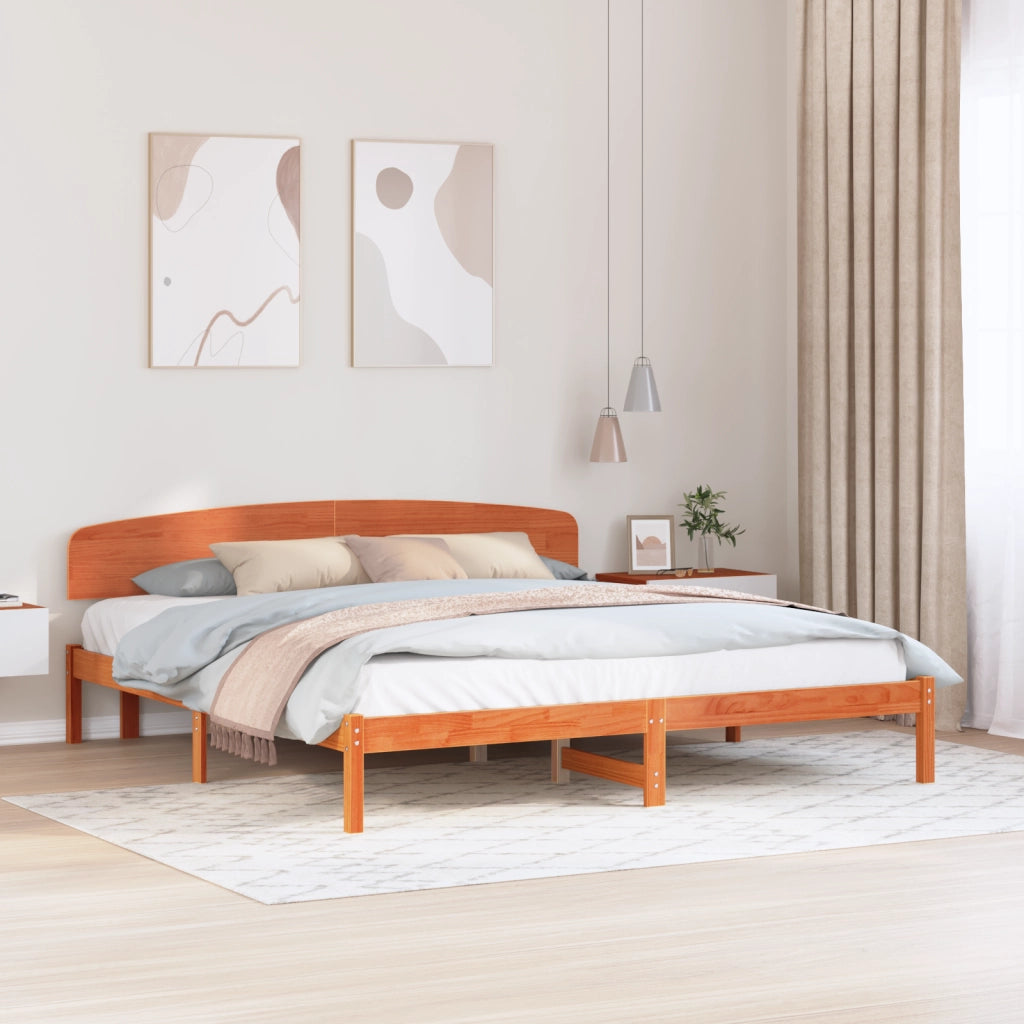 Telaio Letto con Testiera Marrone Cerato 180x200 cm Legno Massello di Pino