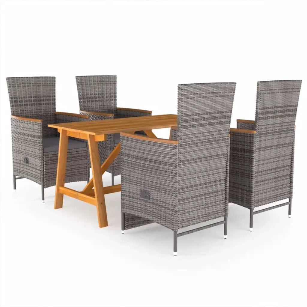 Set Mobili da Pranzo per Giardino 5 pz Grigio cod mxl 36260