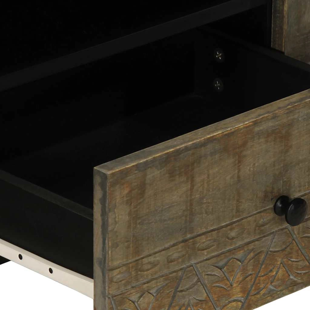 Pratico mobile porta TV con ampio spazio di archiviazione 105 x 33,5 x 46 cm in legno di mango grigio chiaro 02_0057747