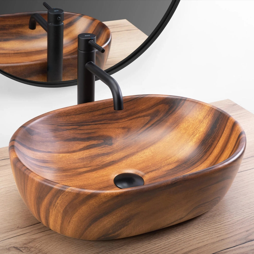Lavabo Da Appoggio Rea Amelia Wood Matt
