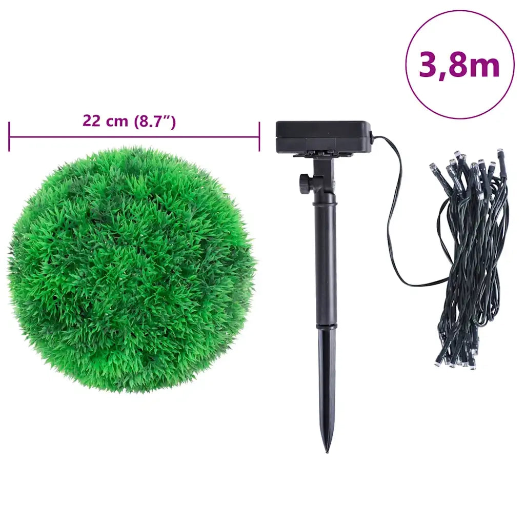 Sfere di Bosso Artificiale con Luci LED 2 pz Verdi 22 cm CFW8745931