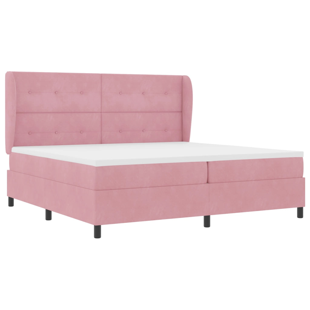 Letto Box Spring  con Materasso Rosa 200x200 cm Velluto