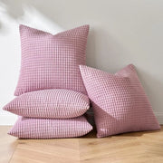 Set di 4 cuscini decorativi in corduroy - Cuscino per divano - Copertura decorativa per divano - 40 x 40 cm - Rosa- viola.