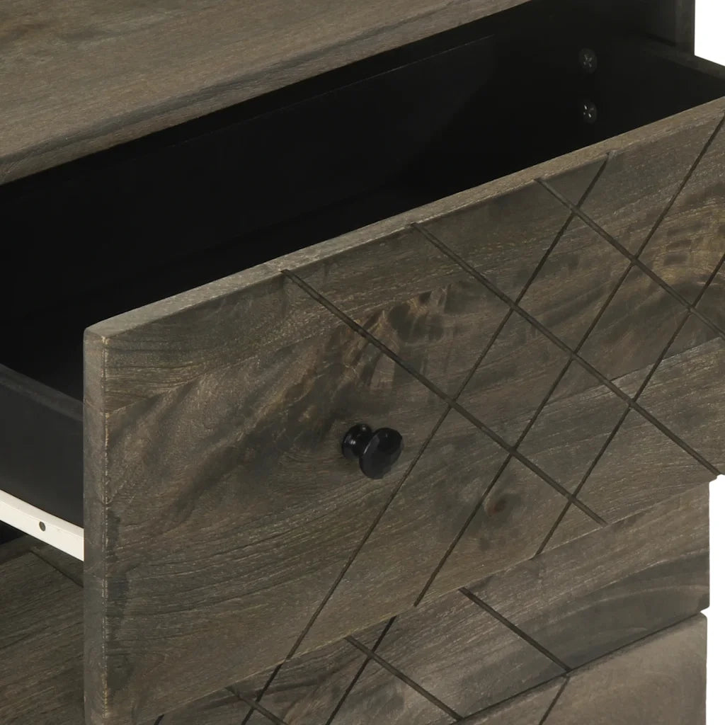 Credenza | Madia | Buffet da pranzo | Armadio da pranzo Nera 60x33x75 cm in Legno Massello di Mango