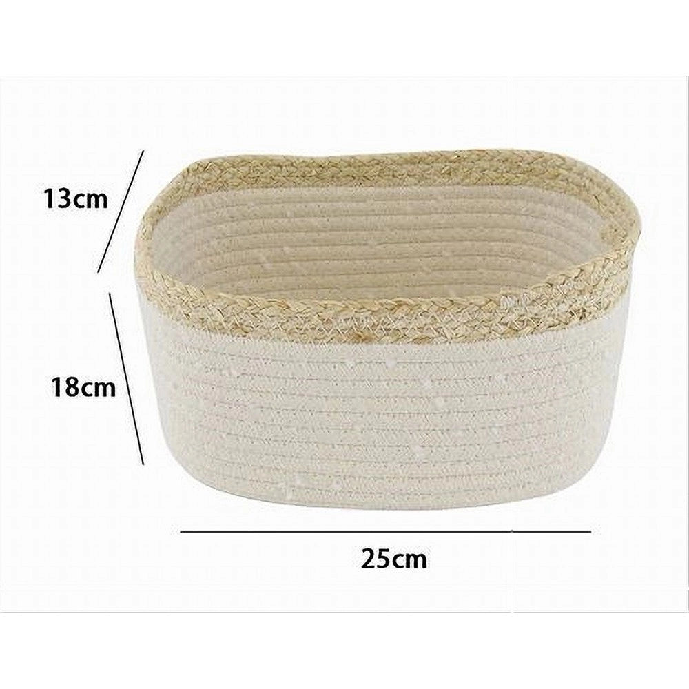 Trade Shop - Cestino Porta Biancheria Oggetti In Vimini Intrecciato Bicolore 25x18x13cm 10675 -