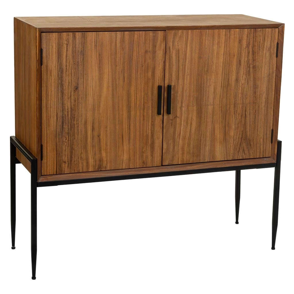 Credenza in legno e metallo marrone 110x40x99h cm