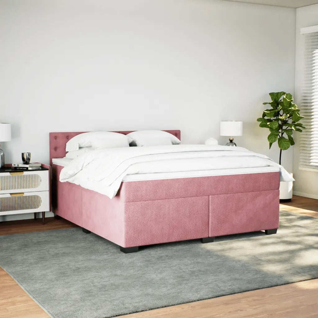 vidaXL Giroletto a Molle con Materasso Rosa 180x200 cm in Velluto
