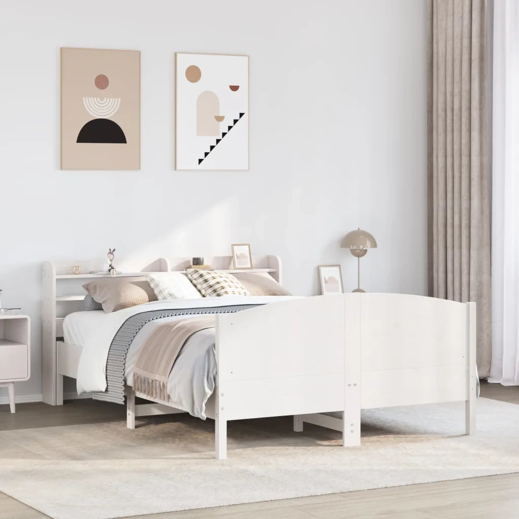 Letto senza Materasso Bianco 140x190 cm Legno Massello di Pino 3306973