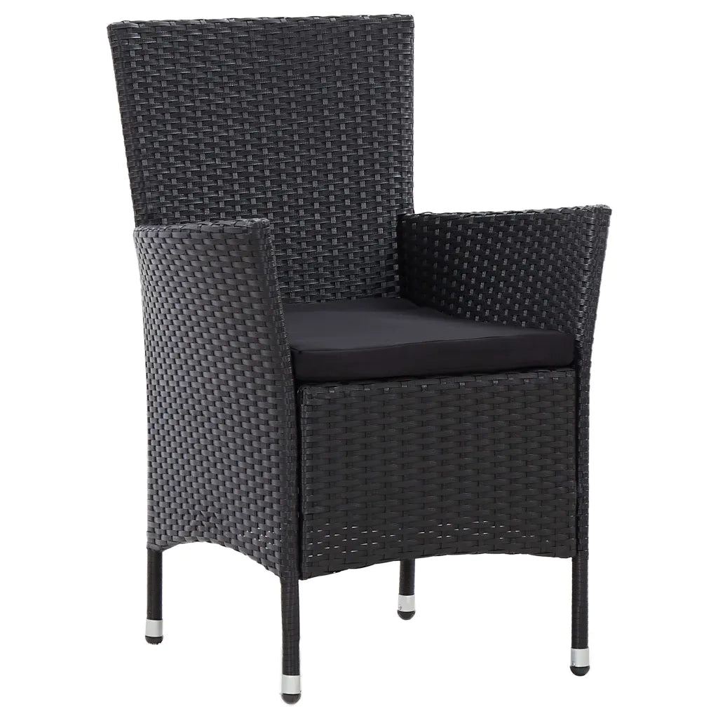 Set da Pranzo da Giardino 7 pz con Cuscini in Polyrattan Nero 46024