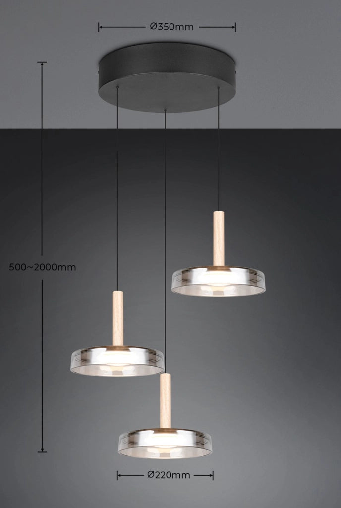 Lampada a sospensione Trio Celeste LED 3 luci nera Ø35