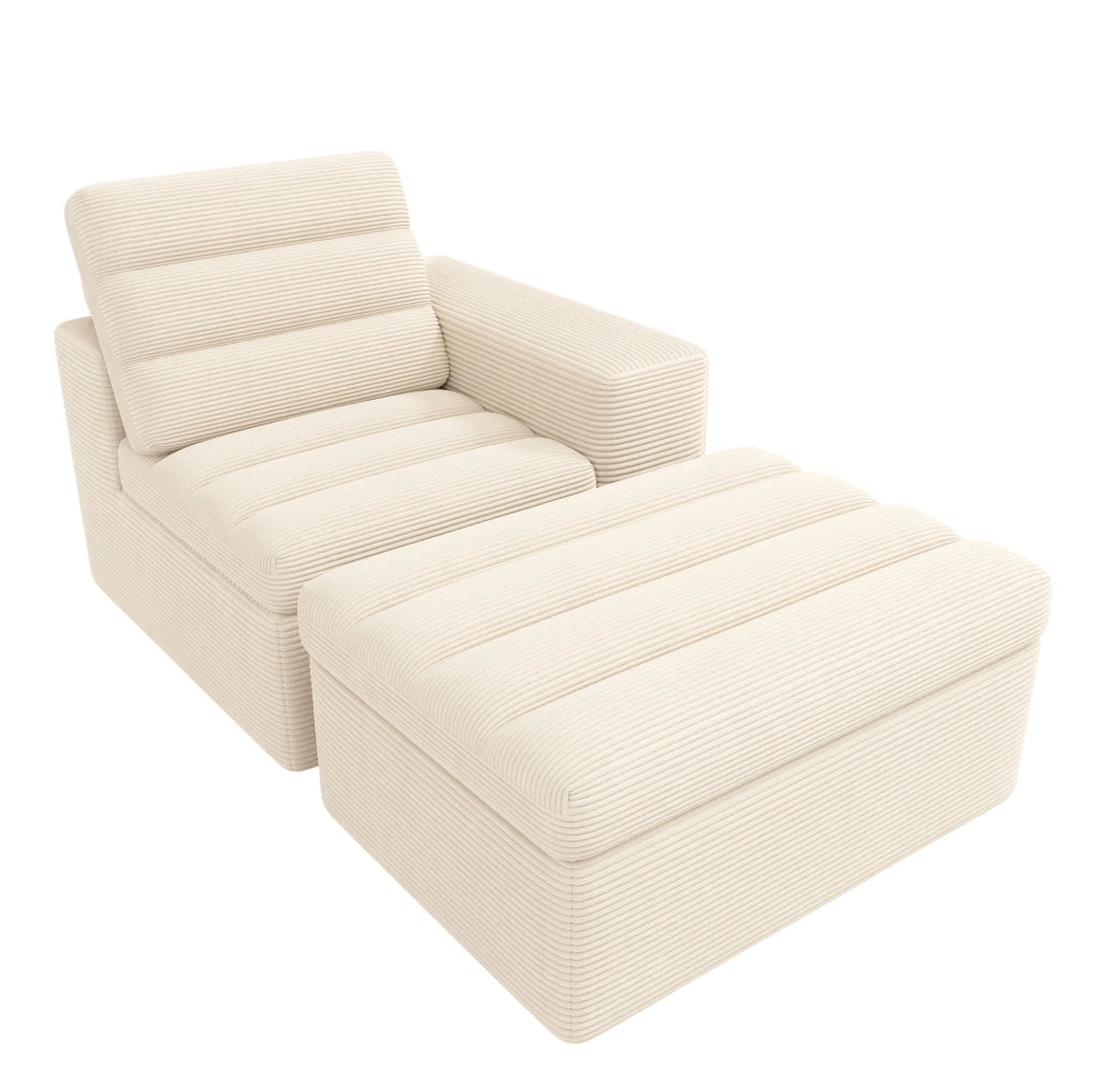 Sofa modulare angolare a L 253 x 161 x 89 cm in corduroy beige