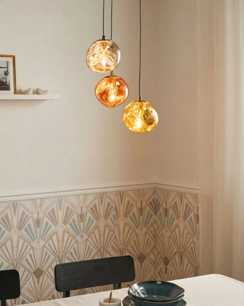Lampada a sospensione multicolore con base in ferro e paralume in vetro, stile moderno, 146 cm, cavo regolabile