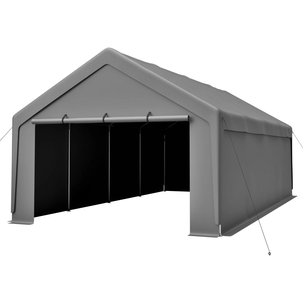 Gazebo da giardino spazioso con telaio in acciaio zincato, pareti laterali rimovibili e finestre arrotolabili grigio