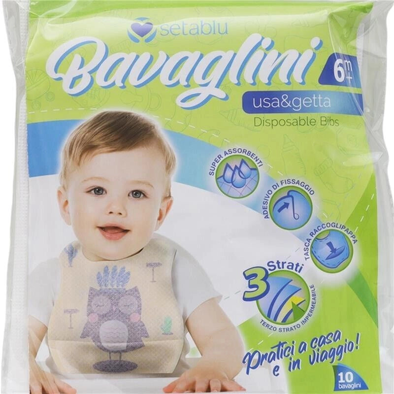 SETA BLU BAVAGLINI MONOUSO BABY  CONFEZIONE DA 10 PEZZI