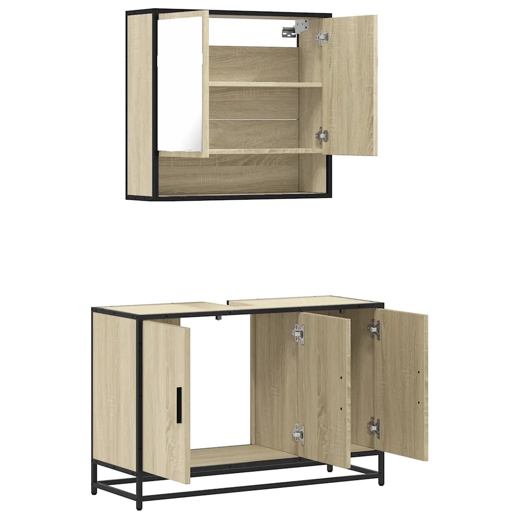 Set Mobili da Bagno 2 pz Rovere Sonoma in Legno Multistrato 3300921