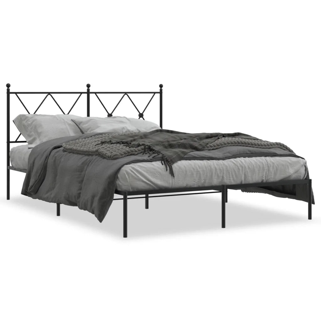 Giroletto con Testiera in Metallo Nero 140x190 cm 376502
