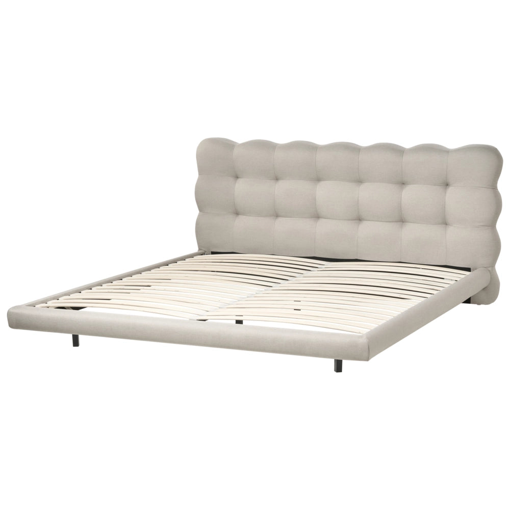 Letto matrimoniale in tessuto con testata trapuntata Beige 180 x 200 cm design moderno