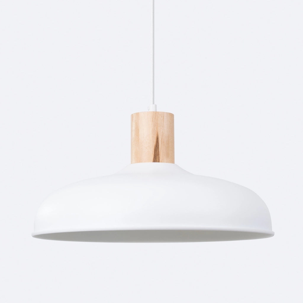 Lampada a sospensione MAVARO bianca legno E27 15W