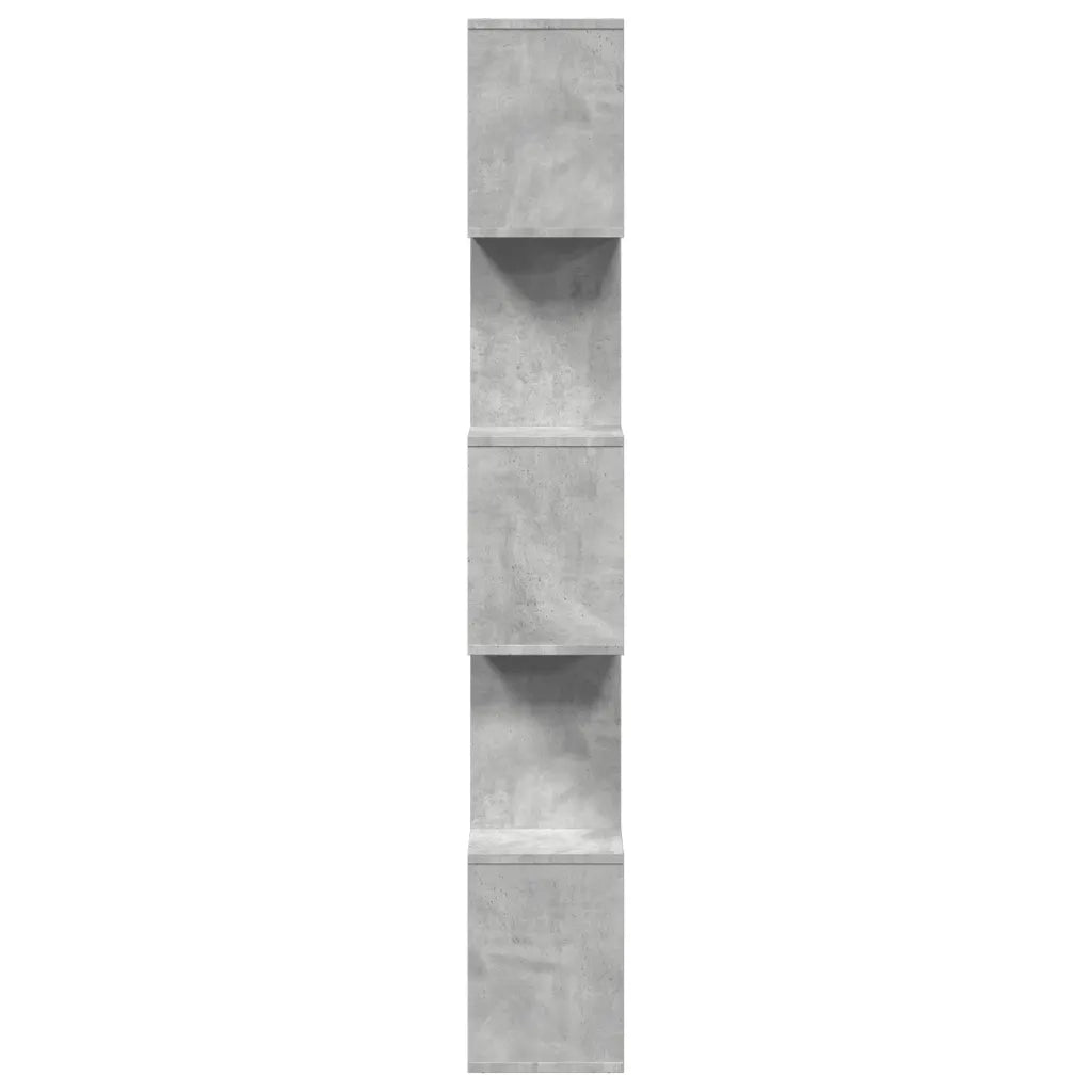 Libreria Divisorio 5 Piani-Scaffale per Libri-Mobile di Stoccaggio Grigio Cemento 70x24x161cm Truciolato