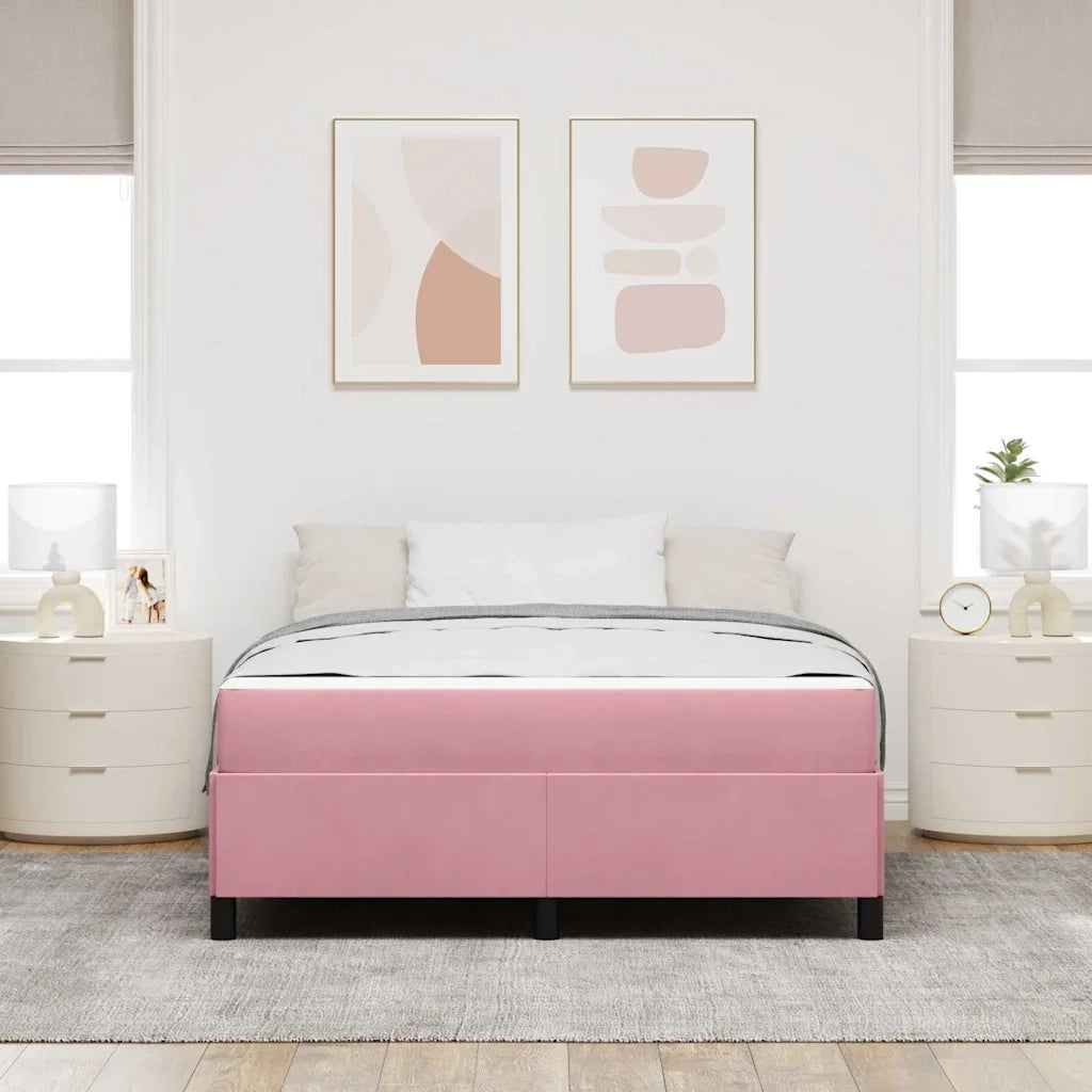 Struttura del letto con materasso Rosa 140 x 190 cm Tessuto