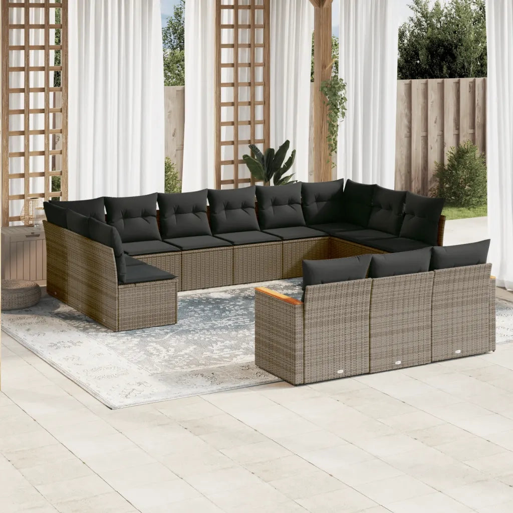 Set Divani da Giardino 13 pz con Cuscini Grigio in Polyrattancod mxl 92299