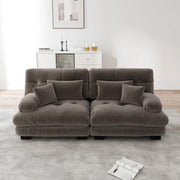 Divano angolare 220x77x81 cm marrone in ciniglia; seduta modulare