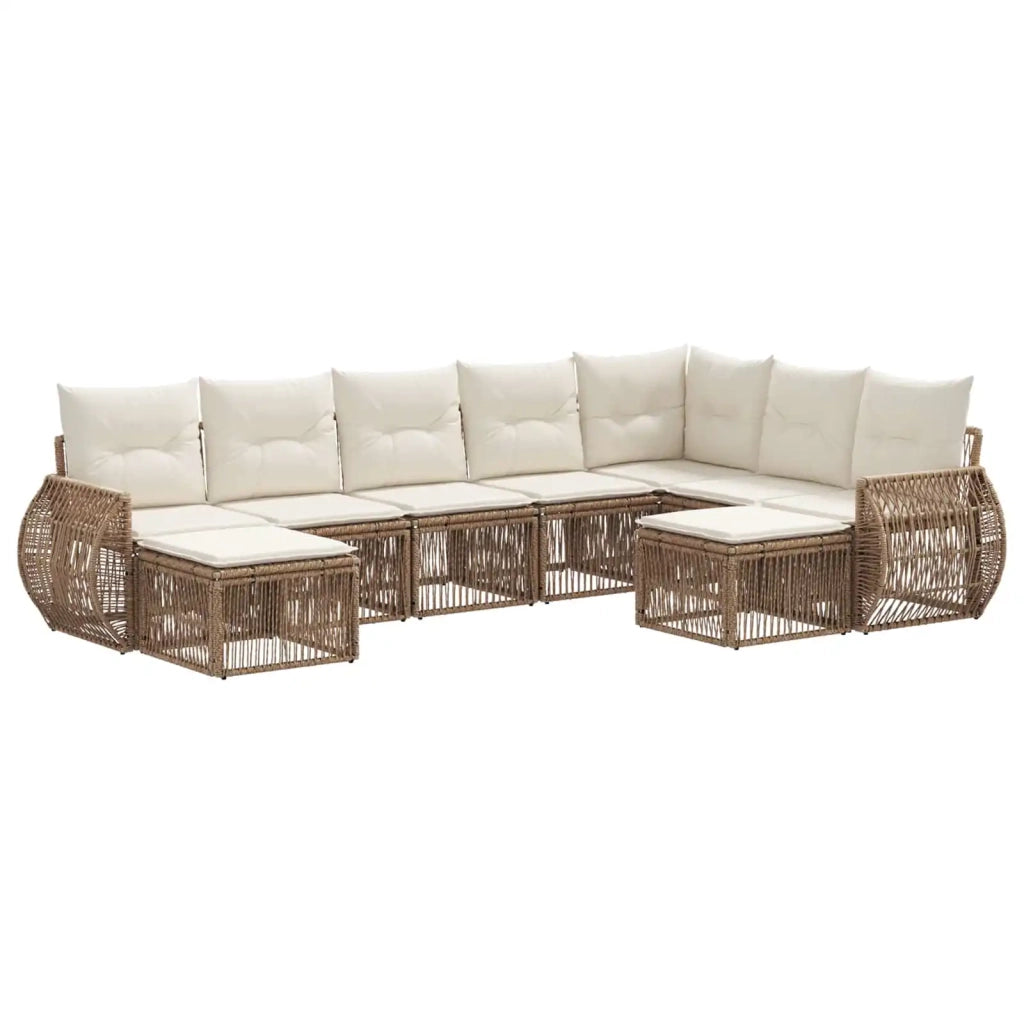 Set Divano da Giardino 9 pcs Beige polyrattan 3435606